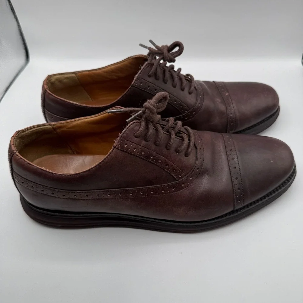 Cole Haan LunarGrand Brown Leather Cap Toe Oxford Shoes C12610 Mens 12 M